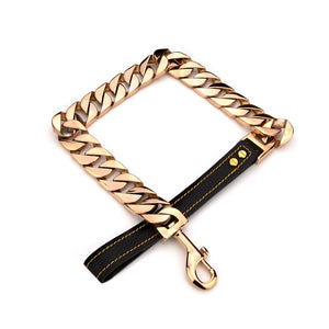 Gold Cuban Leash - Heavy Duty Stainless Steel Lead Rose Gold - Bad Mofo Dogs