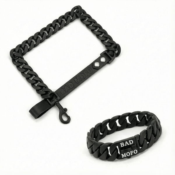 Black Cuban Dog Collar + Leash Bundle
