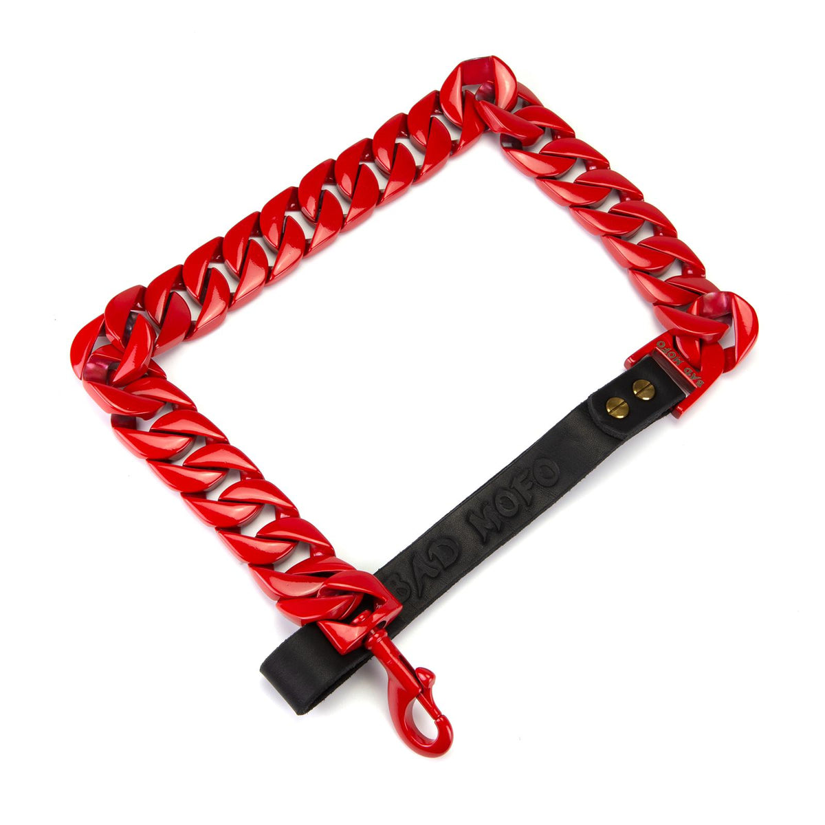 Gold Cuban Leash - Heavy Duty Stainless Steel Lead Red - Bad Mofo Dogs