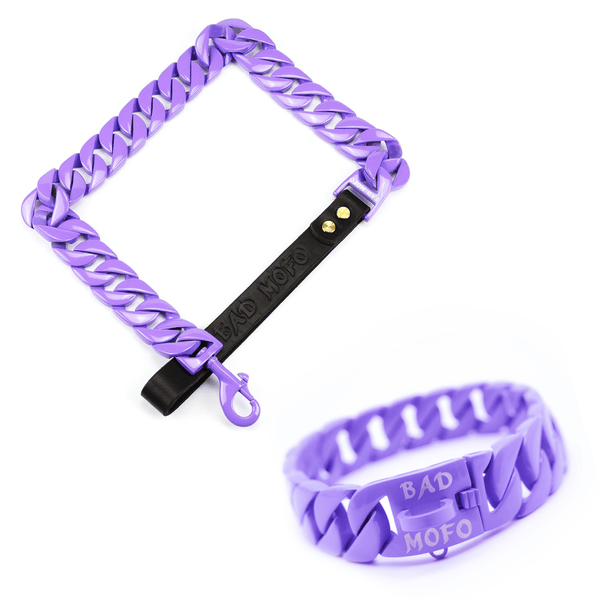 Purple Cuban Dog Collar + Leash Bundle